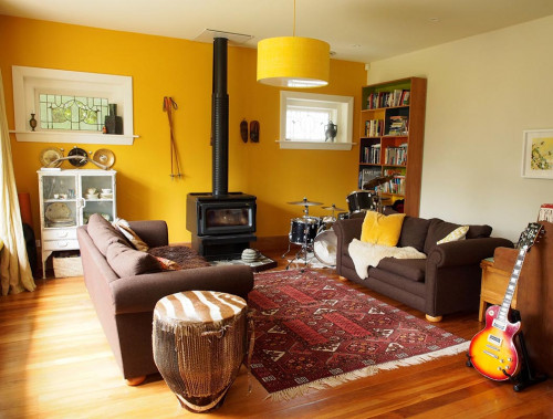 lounge, living room, orange