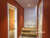 hallway, stairwell, burnt orange paint, orange hallway, orange stairwell