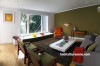 lounge, living room, green feature wall, retro furniture, green lounge, green paint 