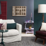 living room, interior, black paint, charcoal, Resene Nocturnal, winter room, green 