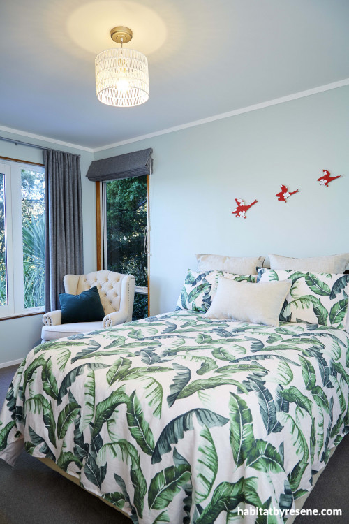 bedroom, blue bedroom, resene half duck egg blue, beach inspired bedroom, light blue room