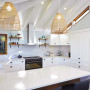 kitchen, white kitchen, blue kitchen, blue splashback, beach inspired kitchen 