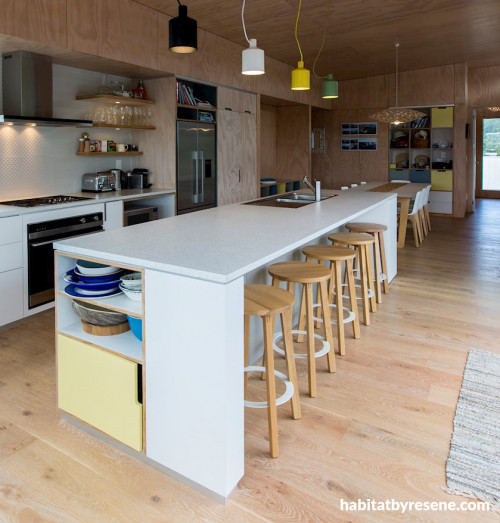 bach, white, whitewash, stains, coastal, colour accents, ply, holiday homes