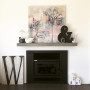Painting, artwork, black, white, neutrals, interior