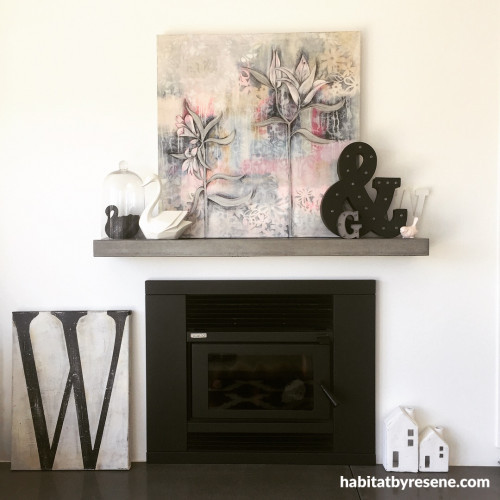 Painting, artwork, black, white, neutrals, interior