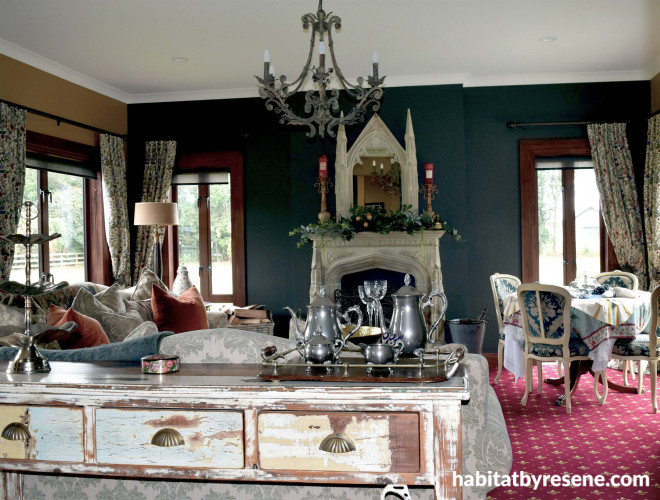 black, living room, lounge, resene black magic, castle