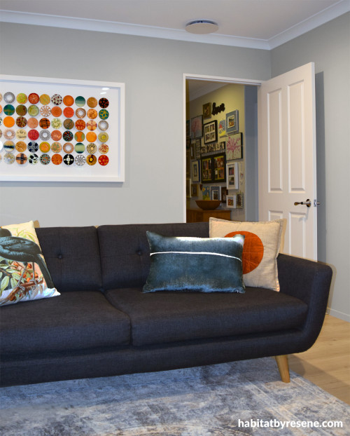 lounge, blue couch, living room, grey lounge, grey living room, neutral lounge, feature couch