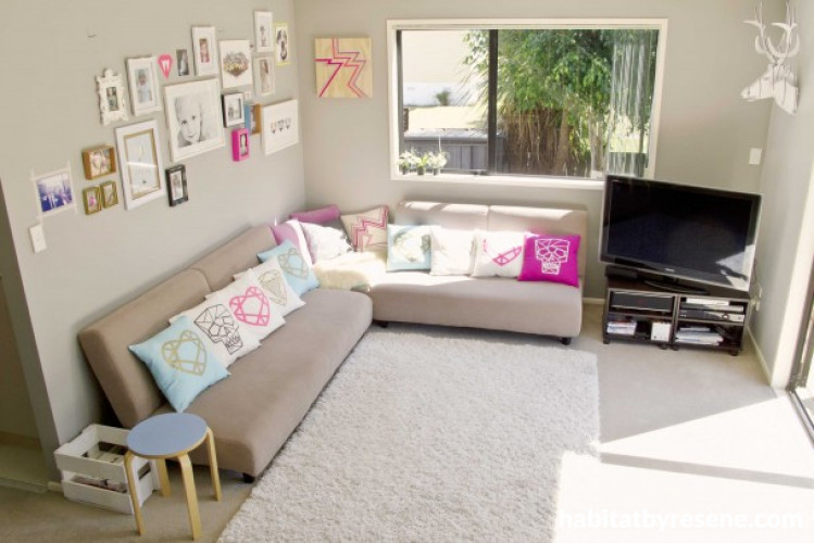 living room, lounge, grey lounge, grey living room, photo gallery wall, neutrals