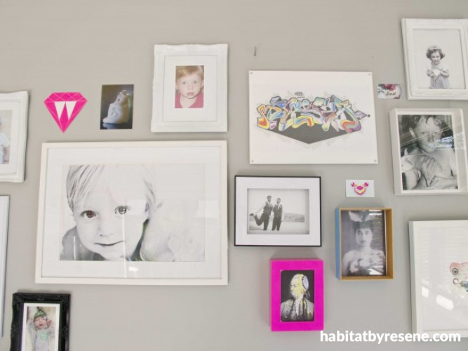 gallery wall, photo wall, photo frame wall, living room, neutrals, grey living room