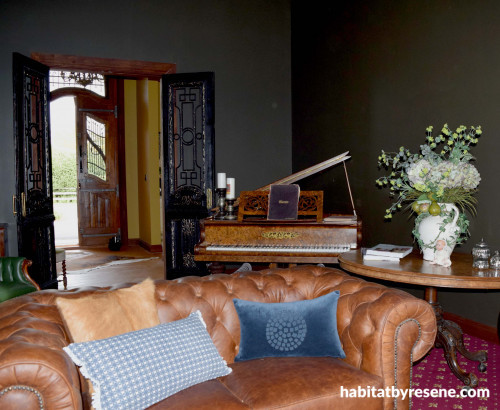 black, living room, lounge, resene black magic, castle