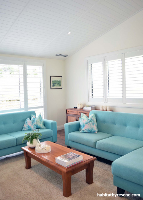 white living room, resene white, neutrals, bungalow, new build, resene quarter villa white