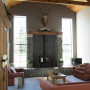 lounge, living room, family room, rustic living room, country inspired, timber ceiling, fireplace