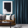 living room, lounge, blue lounge, blue living room, blue curtains, blue painted wall