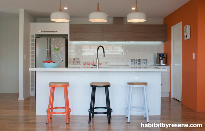 kitchen, white, orange