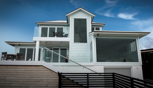house exterior, blue exterior, blue house, beachfront house