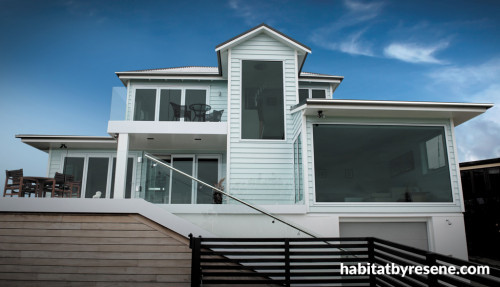 house exterior, blue exterior, blue house, beachfront house