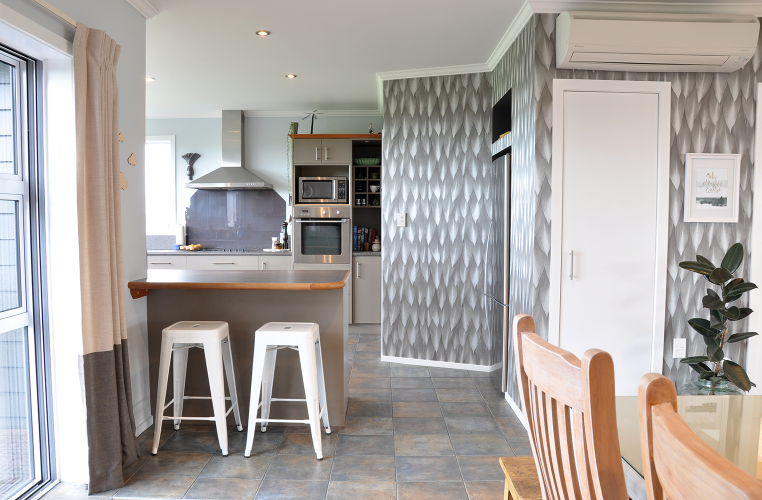 kitchen, blue, wallpaper, paint ideas