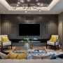 lounge, home cinema, tv room, living area, grey interior, grey feature wall, batten feature wall