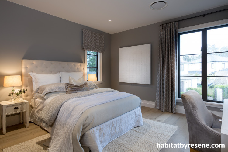 bedroom, spare bedroom, quest bedroom, grey bedroom, neutral bedroom, grey interior
