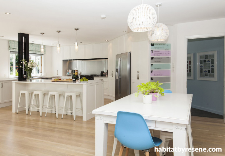 kitchen, white kitchen, dining room, white dining room, white paint