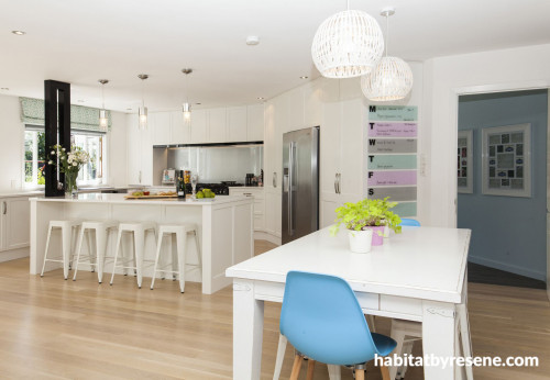 kitchen, white kitchen, dining room, white dining room, white paint