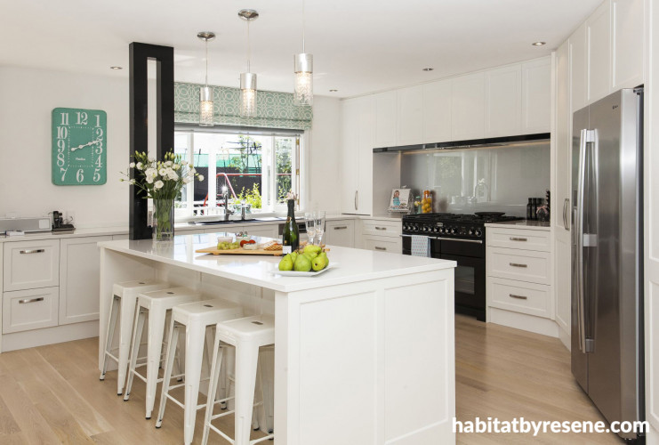 kitchen, white kitchen, modern kitchen, white paint, Resene Alabaster