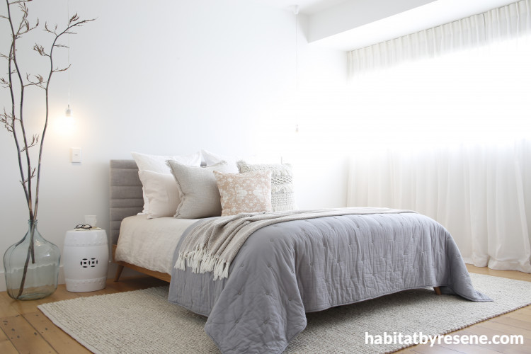 bedroom inspiration, bedroom ideas, neutral bedroom, bedroom decor, white bedroom ideas, resene