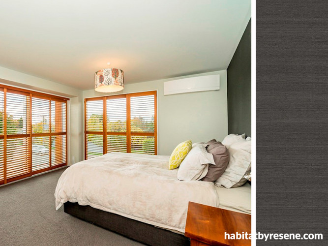 bedroom inspiration, bedroom ideas, bedroom decor, wallpaper inspiration, wallpaper feature, resene