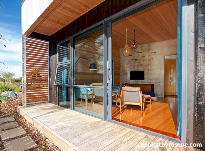 new zealand bach, new zealand cabin, minimalist cabin, modern cabin, contemporary cabin