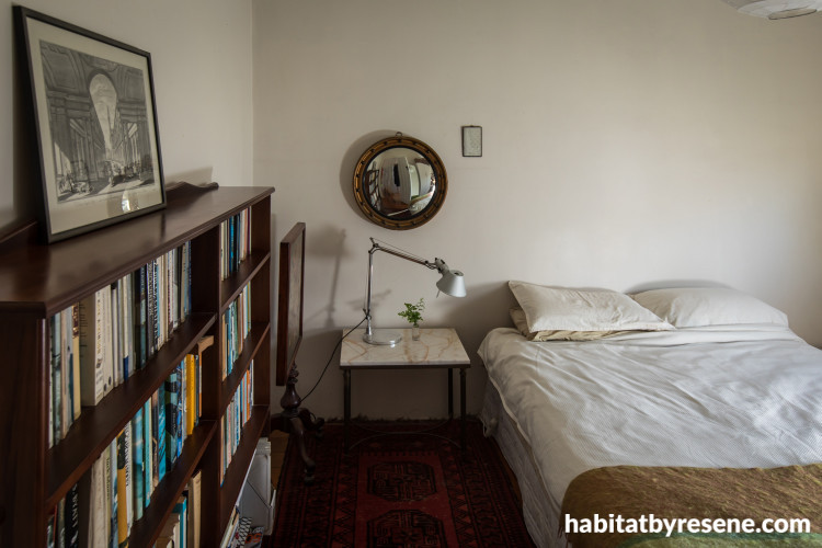 bedroom, spare bedroom, white, brown, wooden bedroom furniture, Resene