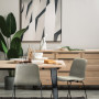 dining room, grey dining room, grey feature wall, feature artwork, nood furniture