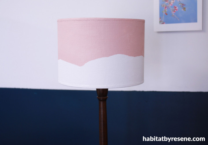 lampshade makeover, diy, lampshade ideas, pink and white paint, pastel pink