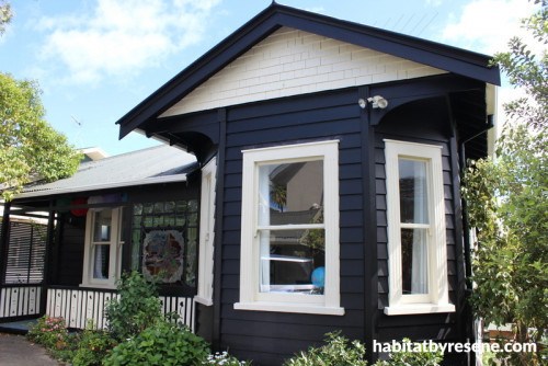 house exterior, black and white exterior, villa exterior, black and white paint