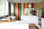 striped feature wall, painted striped wall, kitchen feature wall, interior