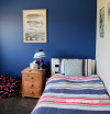 bedroom inspiration, kids bedroom ideas, blue bedroom ideas, blue feature wall, interior design