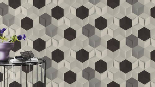black and white wallpaper, monochrome wallpaper, black and white feature wall, geometric wallpaper