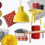 yellow paint, red paint, red and yellow, red accessories, yellow accessories, grey paint