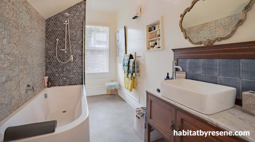 bathroom, neutral bathroom, white bathroom, resene pearl lusta, bathroom tiles