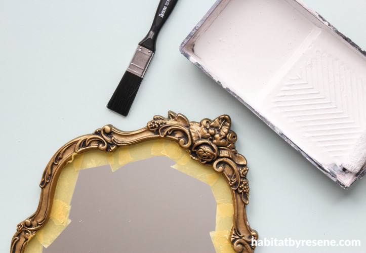 diy, mirror, upcycle, painting metal