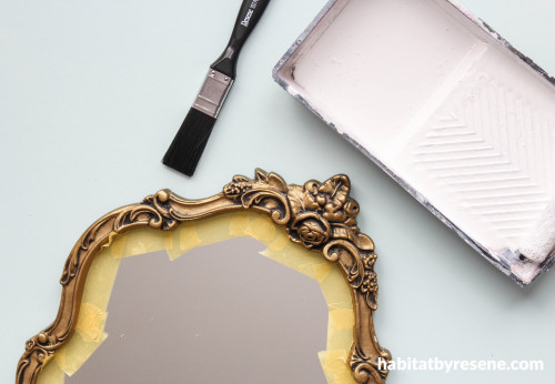 diy, mirror, upcycle, painting metal