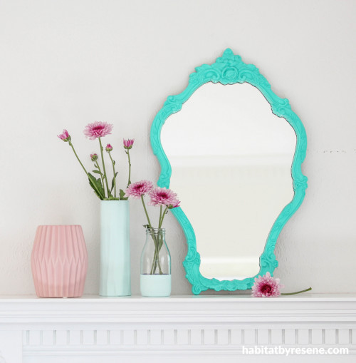 diy, upcycle, green, mirror, vintage