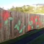 bach, holiday home, beach house, fence mural, driveway mural, pohutukawa mural