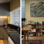 kitchen, renovated villa, grey cabinets, grey kitchen, yellow dining room, yellow interior