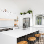 kitchen, white kitchen, black and white kitchen, open plan living, monochrome dining room