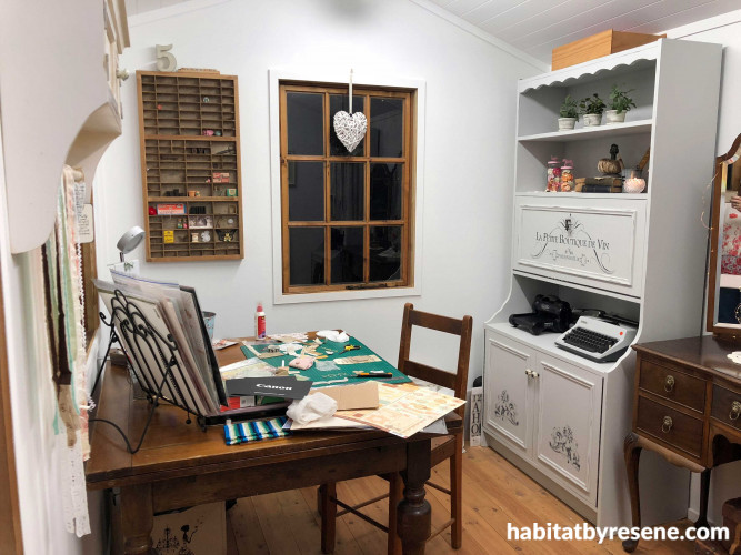 she shed, craft room ideas, craft room inspiration, home office ideas, study inspiration, resene