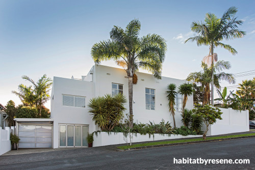 white, exterior, art deco