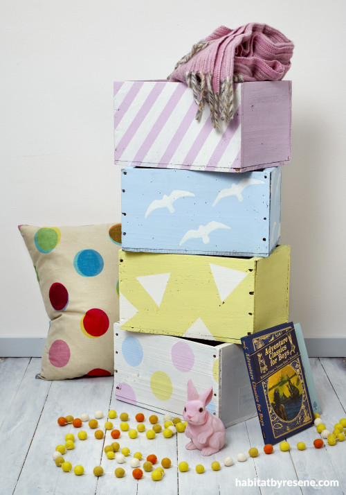 diy, upcycling, painted boxes, diy toy boxes, kids storage, children's bedroom, kids bedroom 