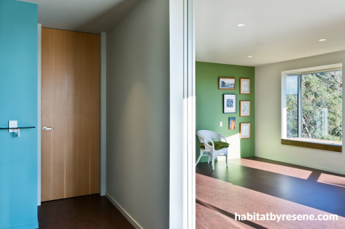 green bedroom, green paint, feature wall, bedroom ideas, paint ideas