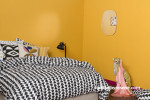 bedroom, yellow bedroom, citta design, black and white