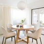 white, dining room, dining, mid century